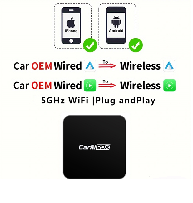 CarAIBOX 2w1 Bezprzewodowy CarPlay lub Android Auto